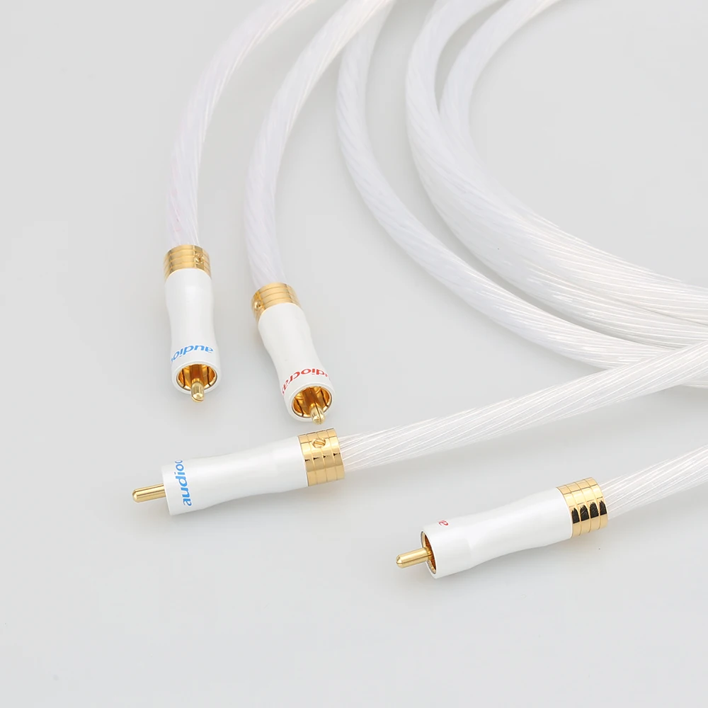RCA Cable Audiophile 5N OCC Silver Plated Stereo Interconnect for Amplifier DAC Hifi One Pair
