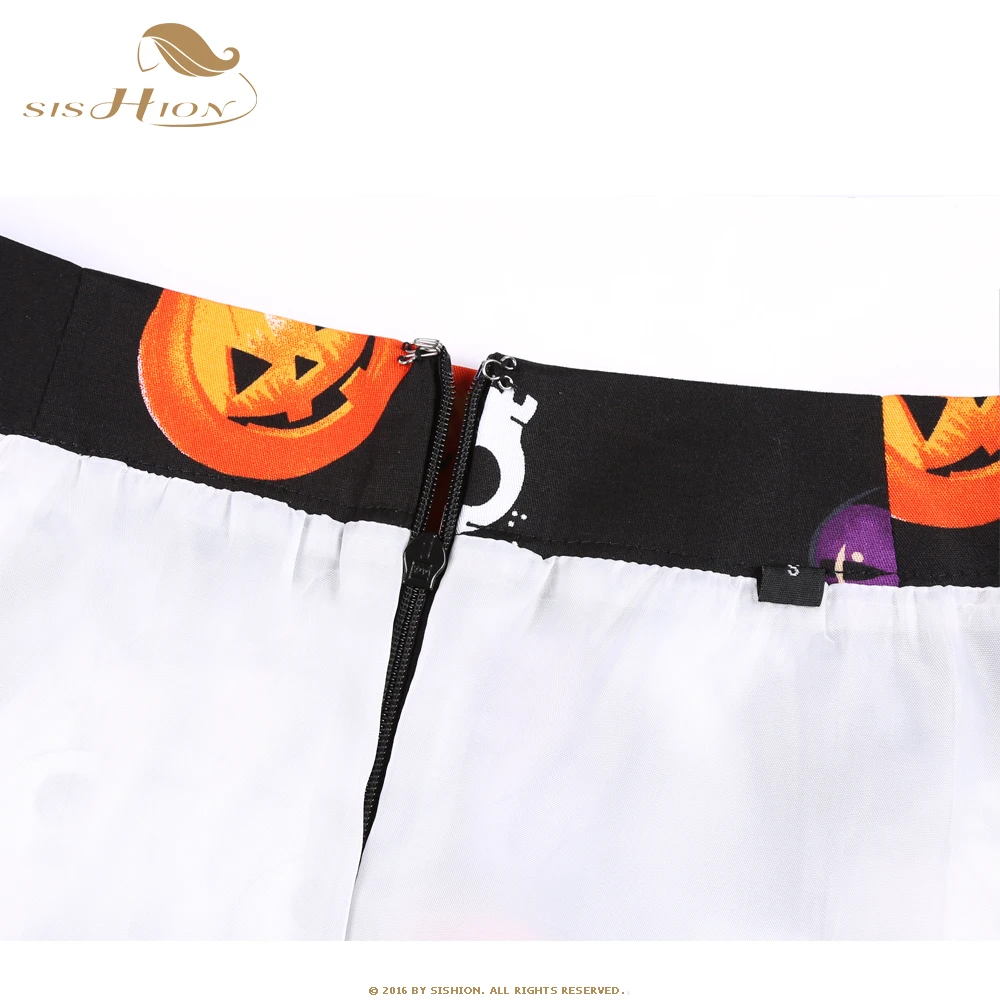 시션 2025 섹시 블랙 미니 스커트 SS0008 여성 파티 펌킨 스컬 숏 스커트 레트로 코튼 고딕 할로윈 스커트 Y2K