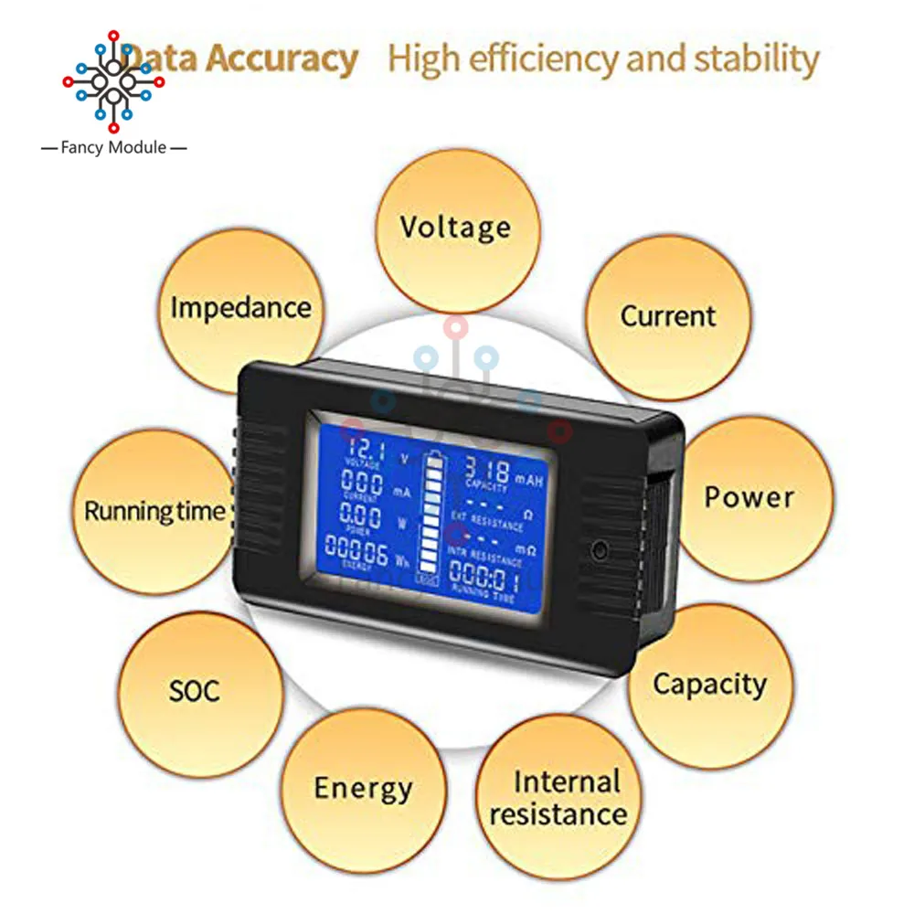 diymore PZEM-015 300A Shunt Battery Tester Voltage Amp Power Capacity Internal & External Resistance Residual Electricity Meter