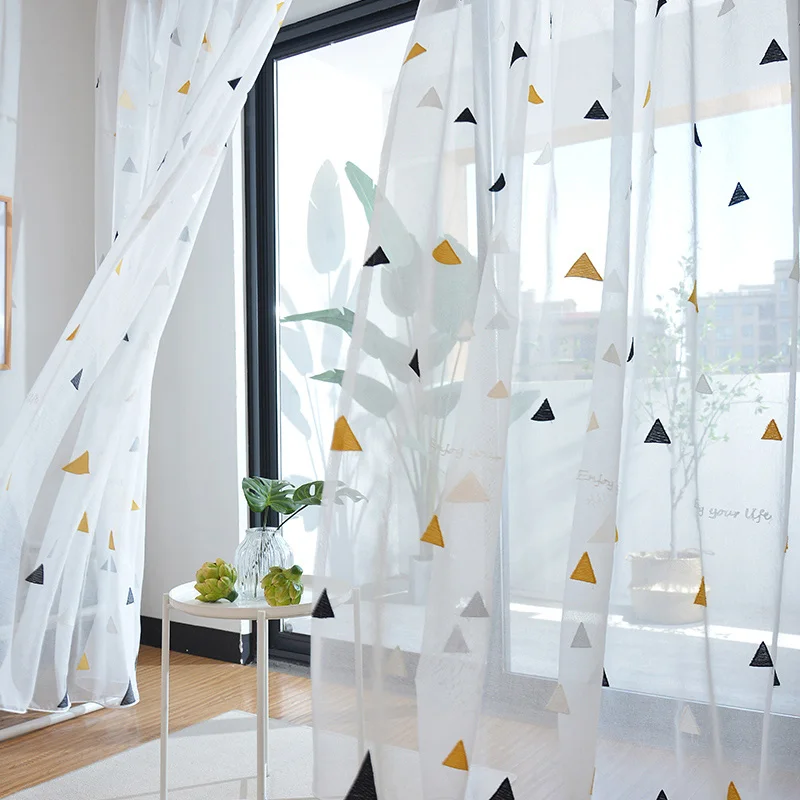 Nordic Style Tulle Curtains for Children's Bedroom The Livingroom Kids Window Treatments Sheer Voile for Kitchen Drapes Panels