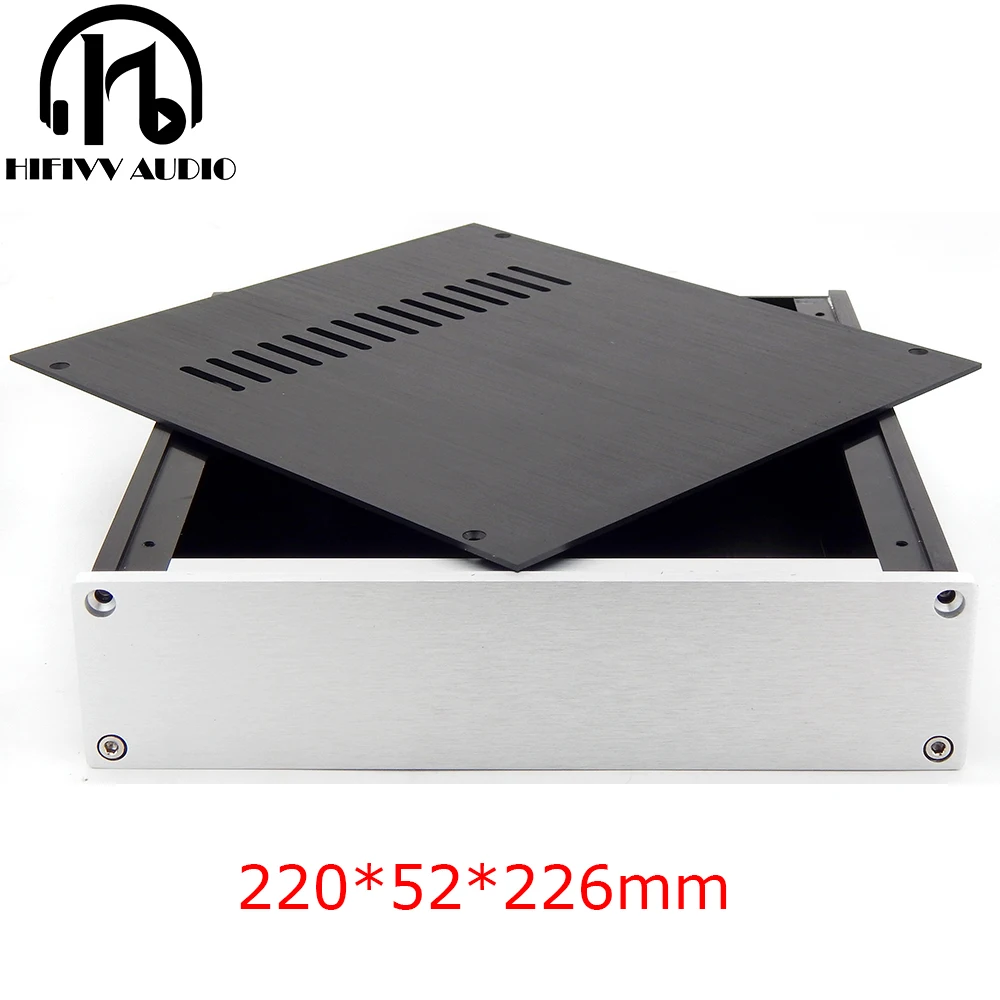 Full pure Aluminum chassis 2205 Headphone power amplifier case Shell Preamplifier DAC box size 220*52*226mm