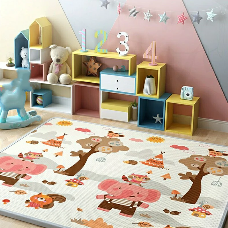 XPE-alfombra de juegos para bebé, tapete de desarrollo para habitación de bebé, alfombrilla plegable para gatear, 200cm x 180cm