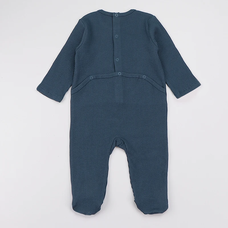 Baby romper kids clothes long sleeves ribbed pajamas baby overalls flocking smile boy girls clothes footies autumn winter romper