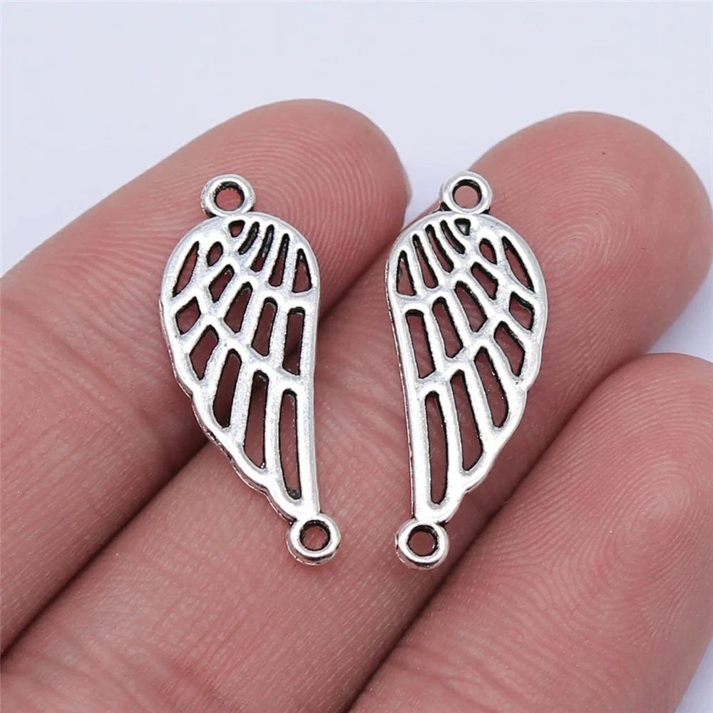 

Wholesale 300pcs/bag 25x10mm Antique Silver Color Hollow Wings Connector Charms Wholesale For Jewelry Making