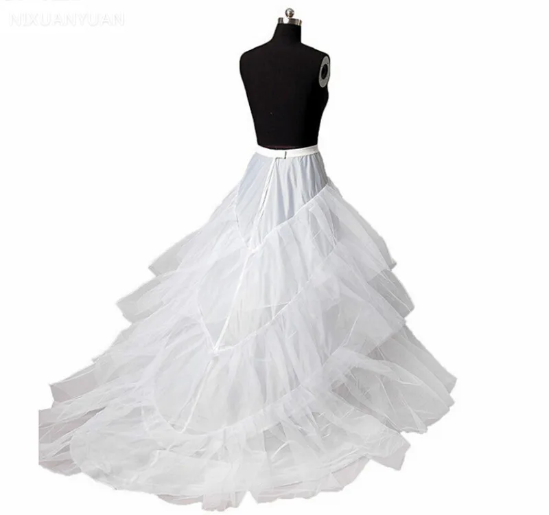 2023 Free Shipping High Quality White Petticoat Train Crinoline Underskirt 3-Layers for Wedding Dresses Bridal Gowns