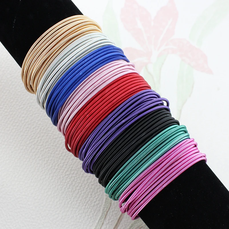 New Fashion Jewelry Women's Gift Carbon Steel Material Diameter 1.7mm Spring Screw Head Can Open Elastic Color Spring Bracelet