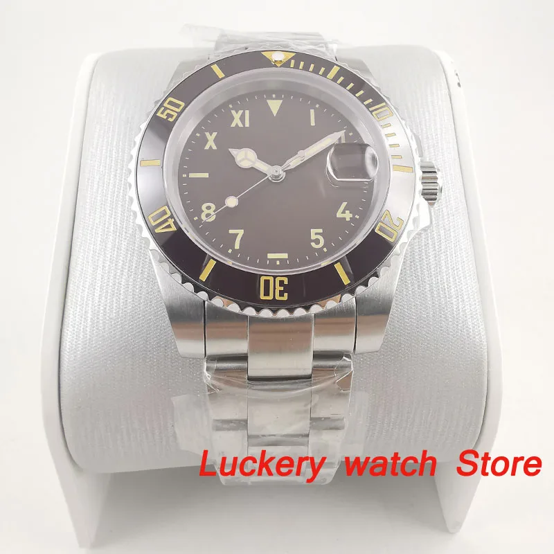 40mm no logo brown dial luminous saphire glass brown Ceramic Bezel Automatic movement men's watch-BA180