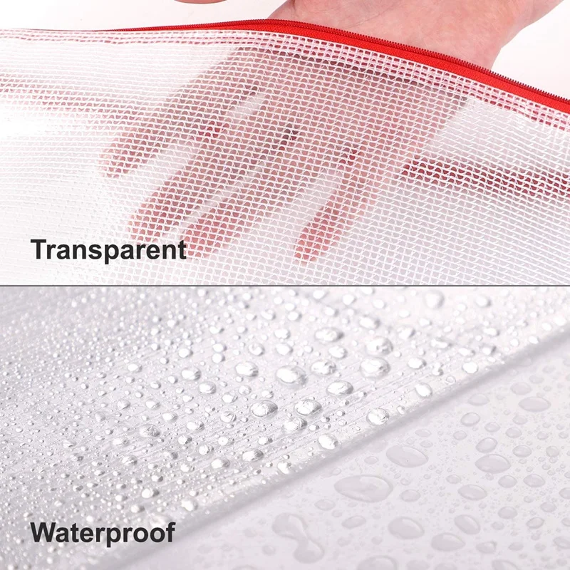 18 Pack 8 Maten Rits Mesh Pouch, waterdichte Rits Bestand Zakken Document Pouch Multifunctionele Reistassen (9 Kleuren)