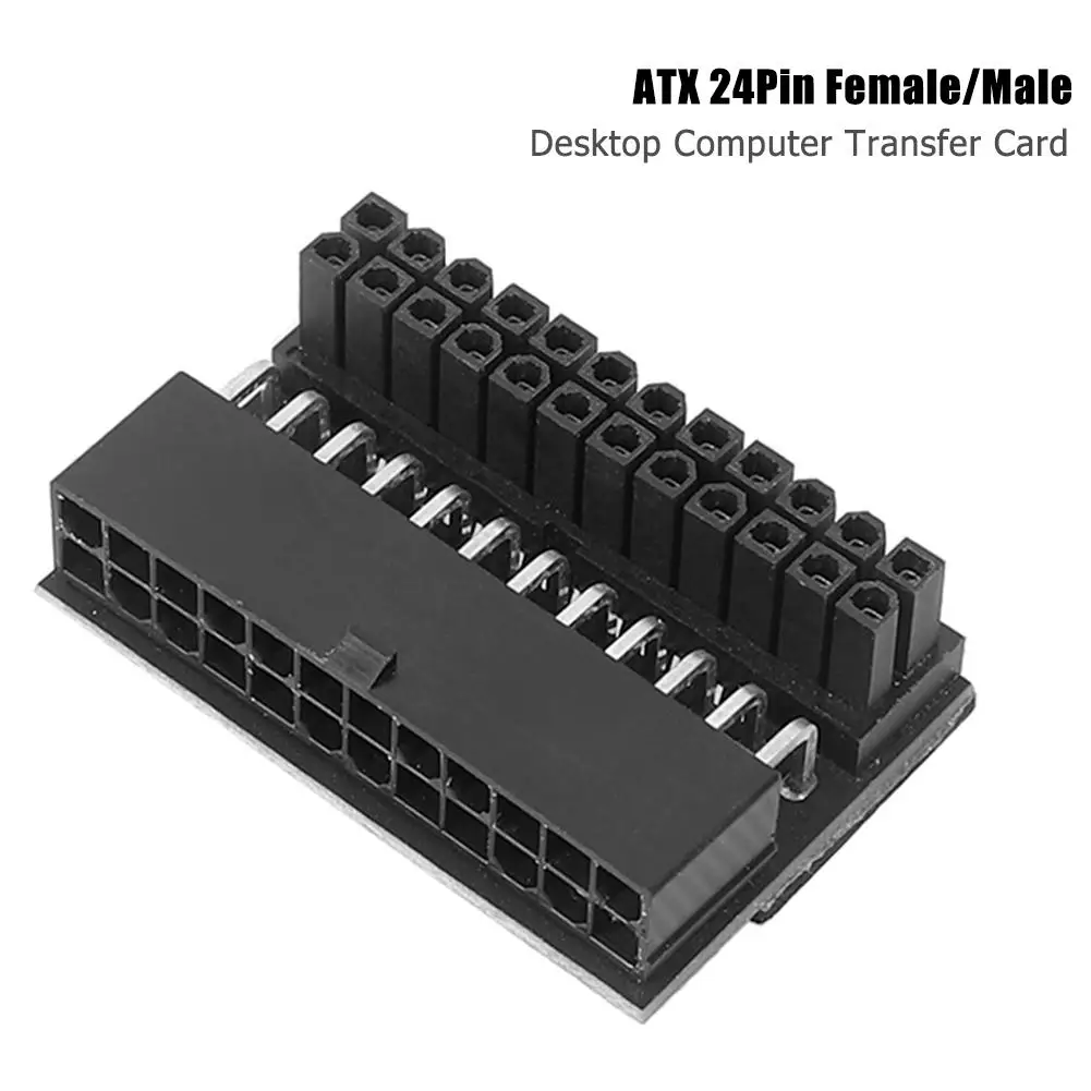 ATX 24Pin Female to 24Pin Male Power Adapter 90 Degree Desktops PC Motherboard 24 Pin Cable Connector for Cable Power Supply