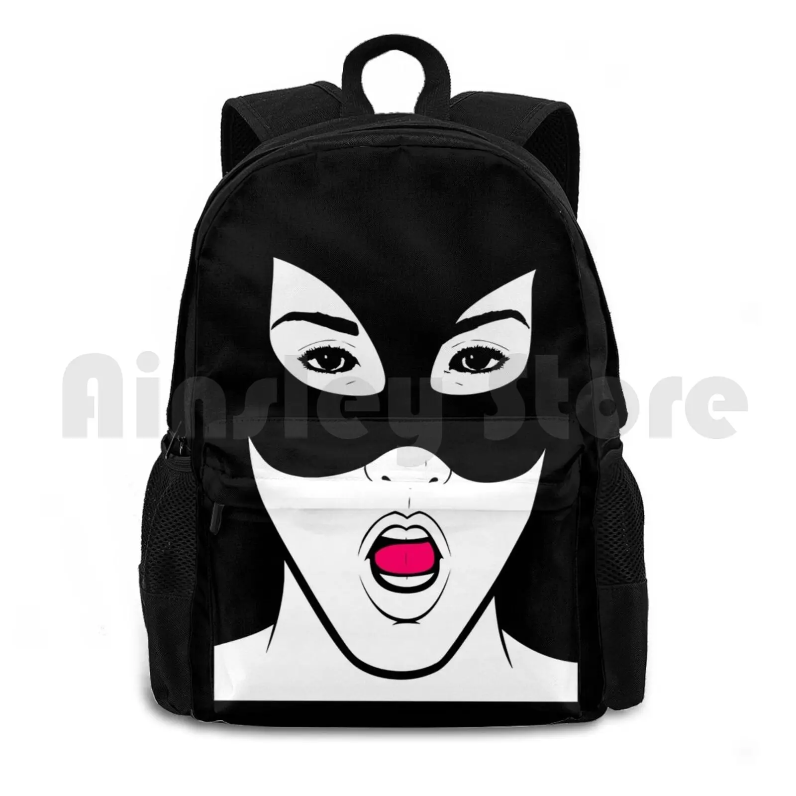 

Cat Woman Outdoor Hiking Backpack Waterproof Camping Travel Cat Womens Superhero Super Hero Screaming Eyes Mouth