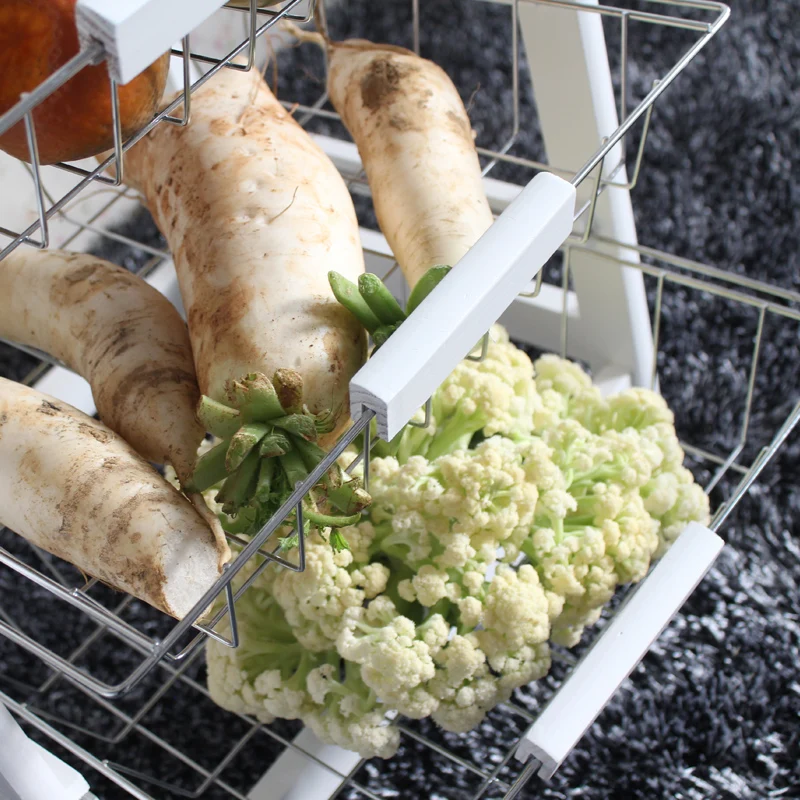 Chariot de rangement blanc pour cuisine et salle à manger, 2 tiroirs, 3 paniers, 3 étagères avec roulettes