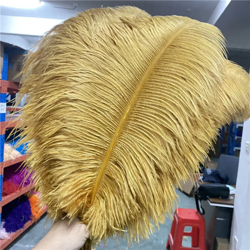 

50pcs/lot Tyrant Gold Ostrich Feather 18-20nches/45-50cm Dancers Craft Party Home Wedding Plumas Plume