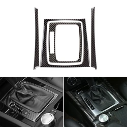 Car Carbon Fiber Center Gear Shift Panel Frame Cigarette Lighter Cover Strips Trim For Mercedes Benz C Class W204 2007 - 2013