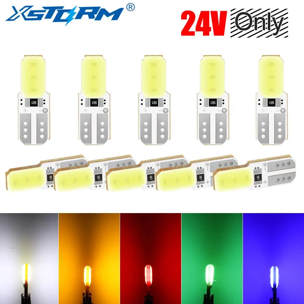 10pcs 24V T10 W5W 194 168 COB Led Bulb Auto Automobiles Turn Signal Bulb License Plate Light Lamp Car-Styling Car Accessories