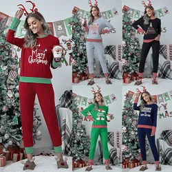 2021 Christmas Pajamas Xmax Two Piece Sets Women Oversized Cotton Sleepwear Xmas Printed Full Sleeve E-Girl Winter Chic Clothes