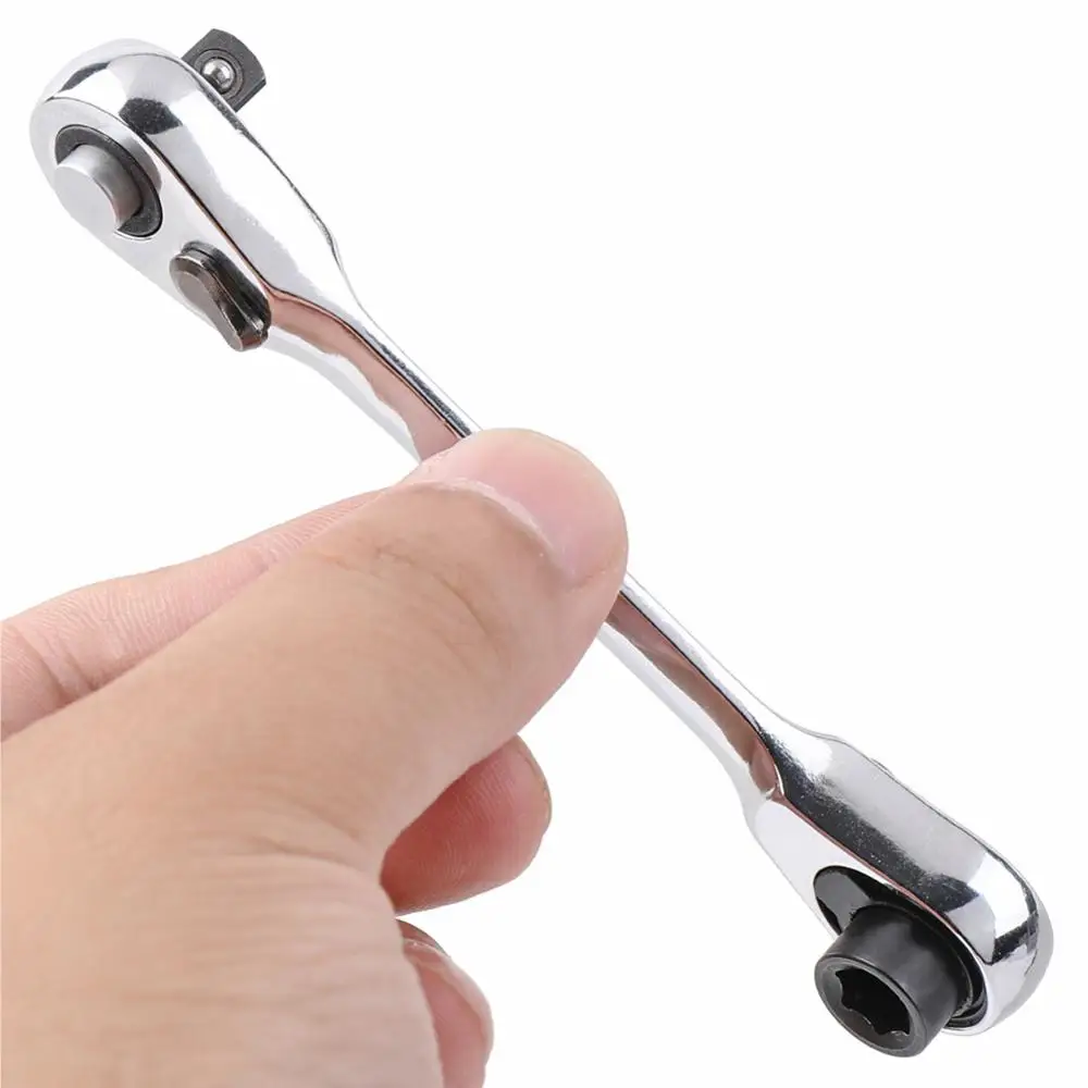 1pc Mini 1/4 inch Double Ended Quick Socket Ratchet Wrench Rod Screwdriver Bit Tool Contain  Ratchet Handle Wrench