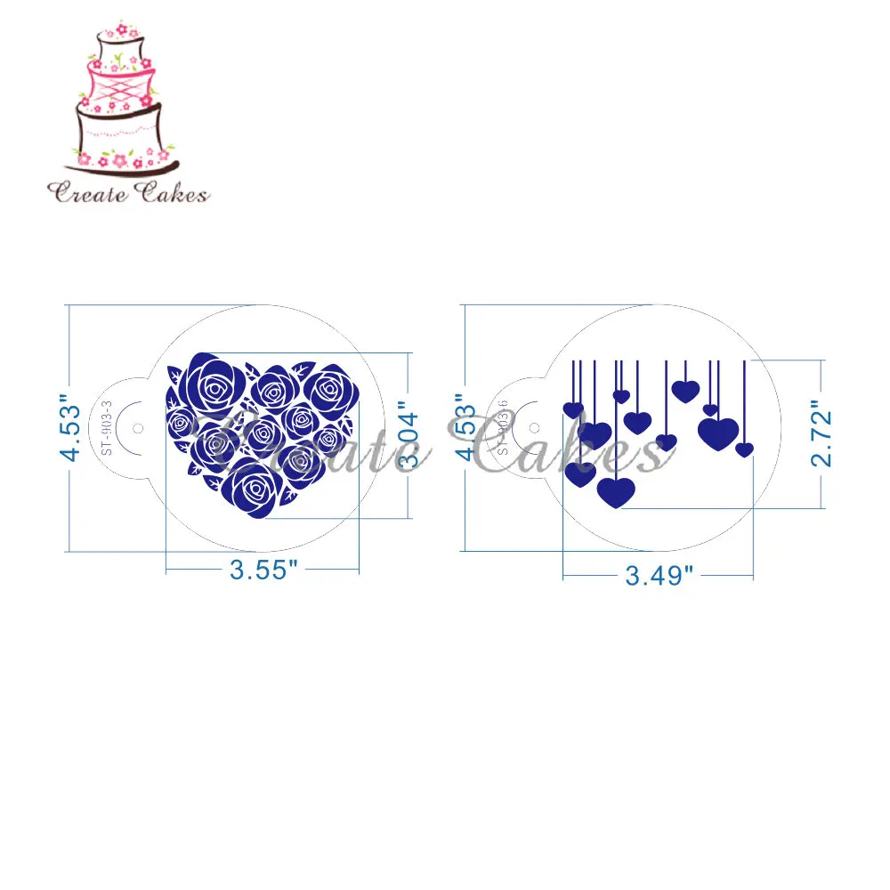6pcs/set Hearts Cookie Stencil Fondant Cake Mold Rose Flower Biscuits Baking Mould Cake Border Decorating Pastry Spray Tool