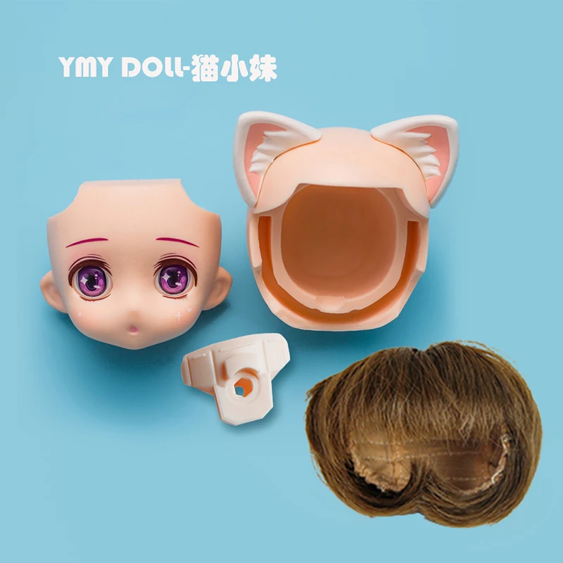 OB11 Doll Head YMY Body Joint Movable Doll Bjd doll Head Gsc Replacement Face 1/12bjd Doll Accessories Wig Replace Cat Ears