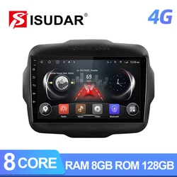 ISUDAR QLED Android 14 autoradio For Jeep Renegade 2014 2015 2016 2017 2018 GPS Car Multimedia RAM 8G ROM 128G Camera No 2din