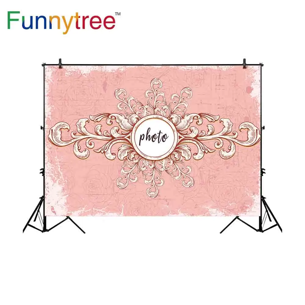 Funnytree Customize Vinyl Photography Backdrop Flowers Pastel Pink Love Impression Decoration Photocall Professional Customize