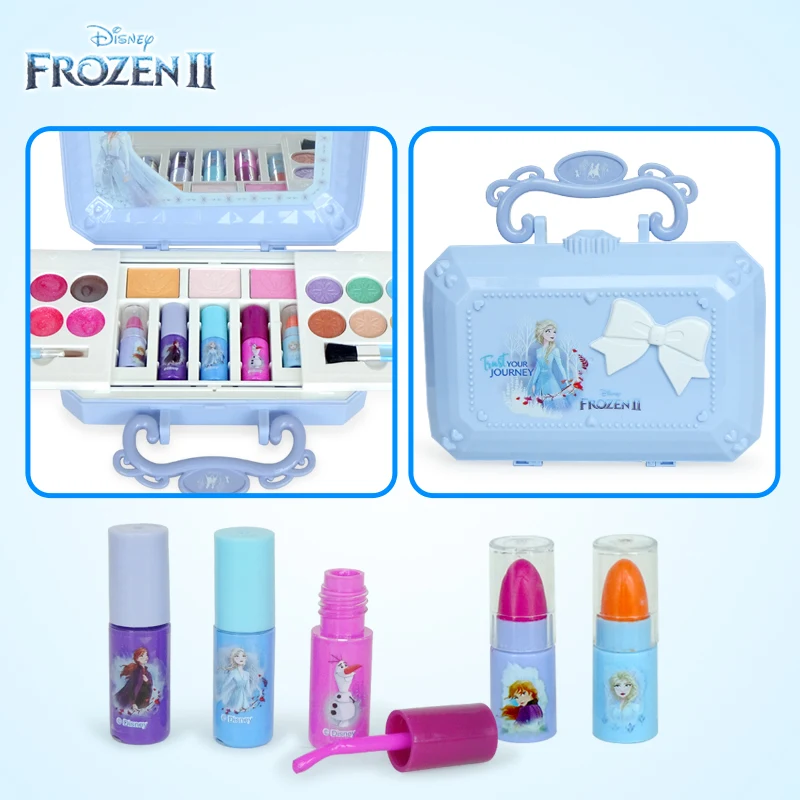 Nova disney novas meninas congeladas 2 princesa elsa cosméticos reais compõem caixa conjunto neve branca beleza brinquedos crianças presente de natal