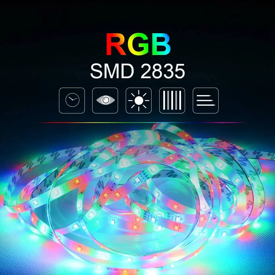 Bande lumineuse néon LED étanche, rétro-éclairage TV, diode, flexible, DC 12V 2835 RGB, 1M 2M 3M 4M 5M 6M 7M 8M 9M 10M