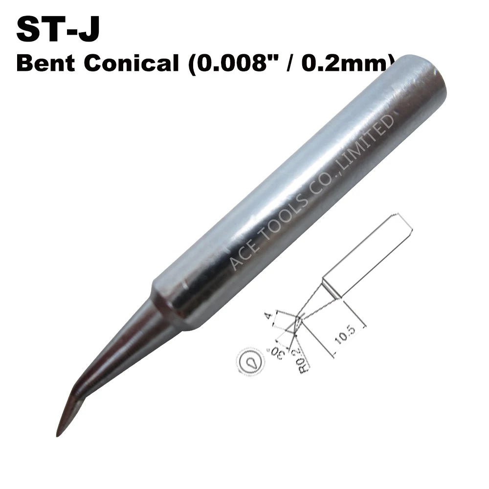 

ST-J Soldering Tip Bent Conical 0.2mm Fit WELLER SP40L SP40N SPG40 WP25 WP30 WP35 WLC100 Replace Iron Handle Pencil Welding Bit