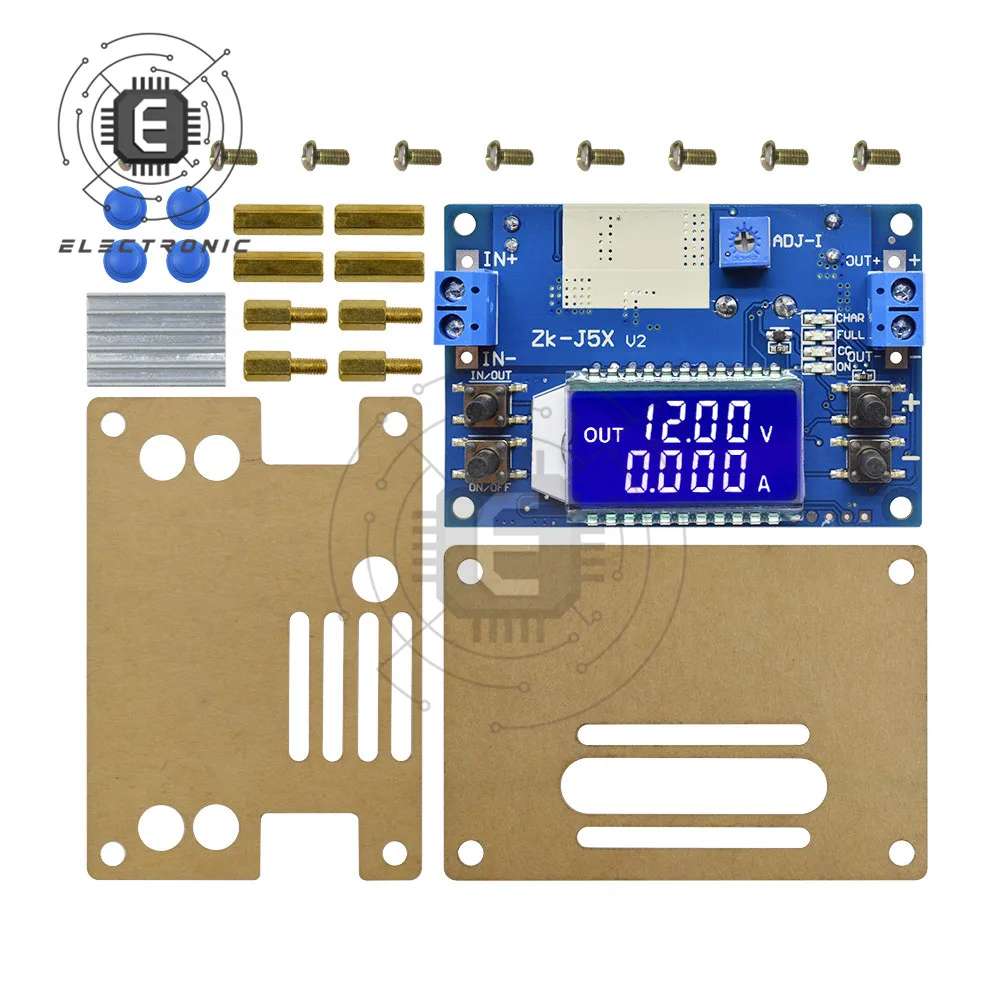 5A DC-DC LCD Screen Adjustable Constant Current And Voltage CNC Buck Step-Down Module With Acrylic Shell For DIY Kit