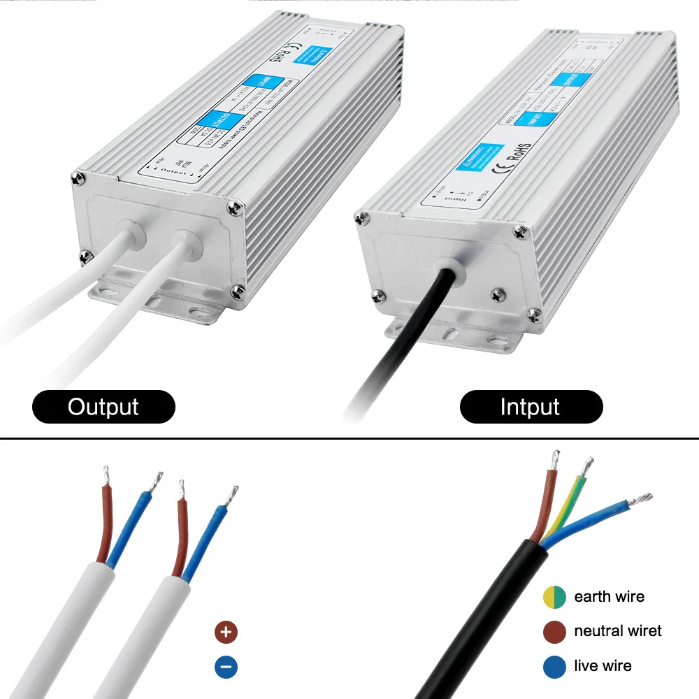 LED sürücü DC12V 24V IP67 su geçirmez aydınlatma Transformers için dış mekan ışıkları güç kaynağı 10W 20W 30W 36W 45W 60W 80W 100W 120W