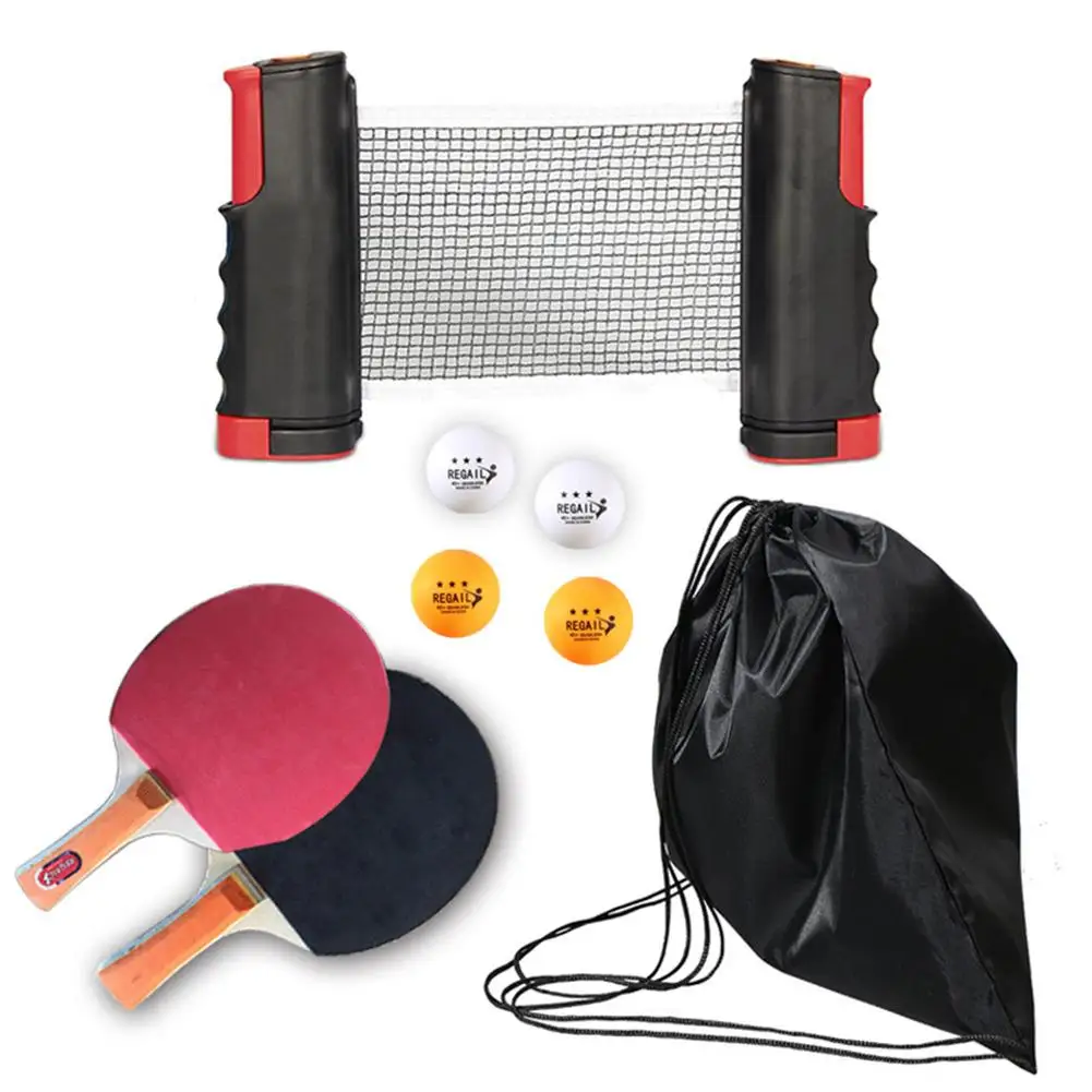 

Portable Table Tennis Set Ping Pong Set With Retractable Net Indoor Outdoor Play Table Tennis Racket Ping Pong Balls Training