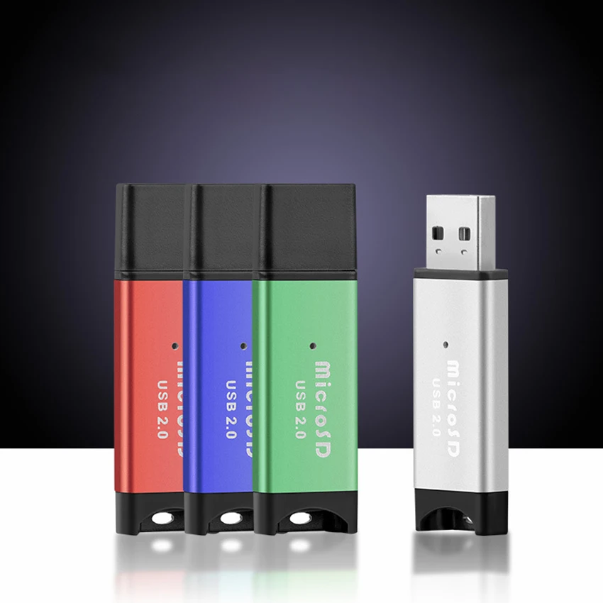 알루미늄 합금 SD 카드 리더, USB 2.0 카드 리더, 고속 스마트 TF 카드, 휴대용 어댑터, 무작위 색상