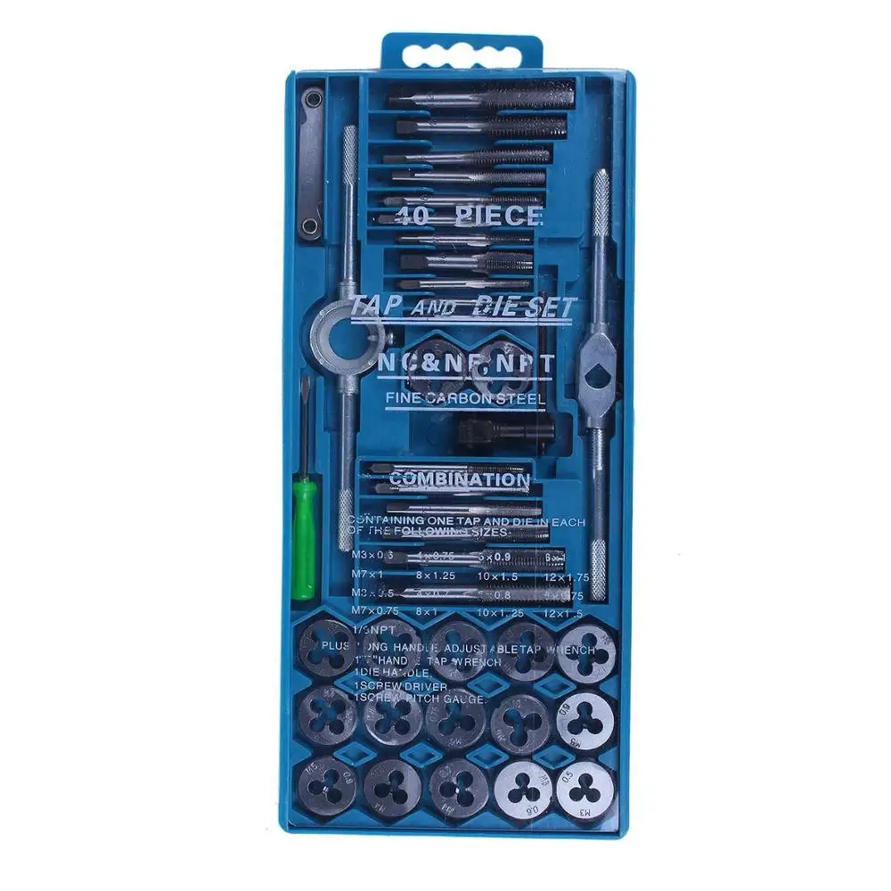 Hand werkzeuge 20 stücke hohe qualität tippen und sterben set metric gewinde tippen und stirbt einstellbare tap wrench1/8 -1/2 3mm-12mm