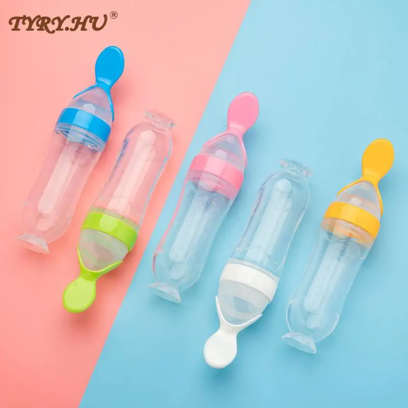 1PC Baby Feeding Bottle Toddler Silicone Squeeze Feeding Spoon Milk Bottle Baby Training Feeder Food Supplement