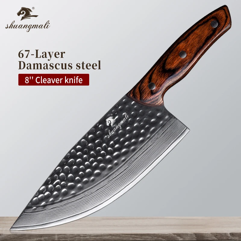 8 Inch Butcher Knife Damascus Steel Kitchen Chef Knives Professional Cleaver Vegetable Meat Slicing Slaughter Tool