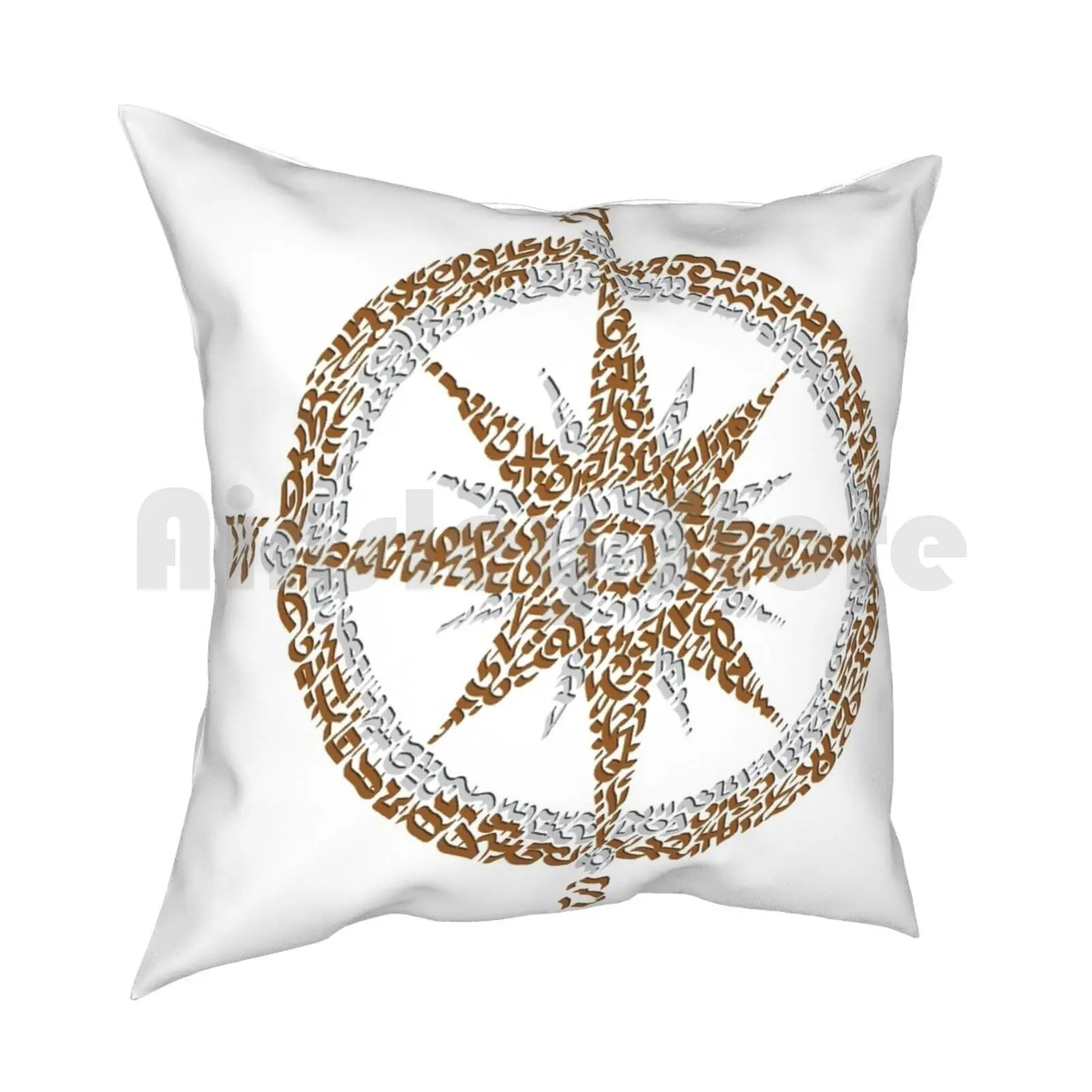 Compass Pillow Case Printed Home Soft DIY Pillow cover Compass Round Circular Cardinal Points Est West South North Star