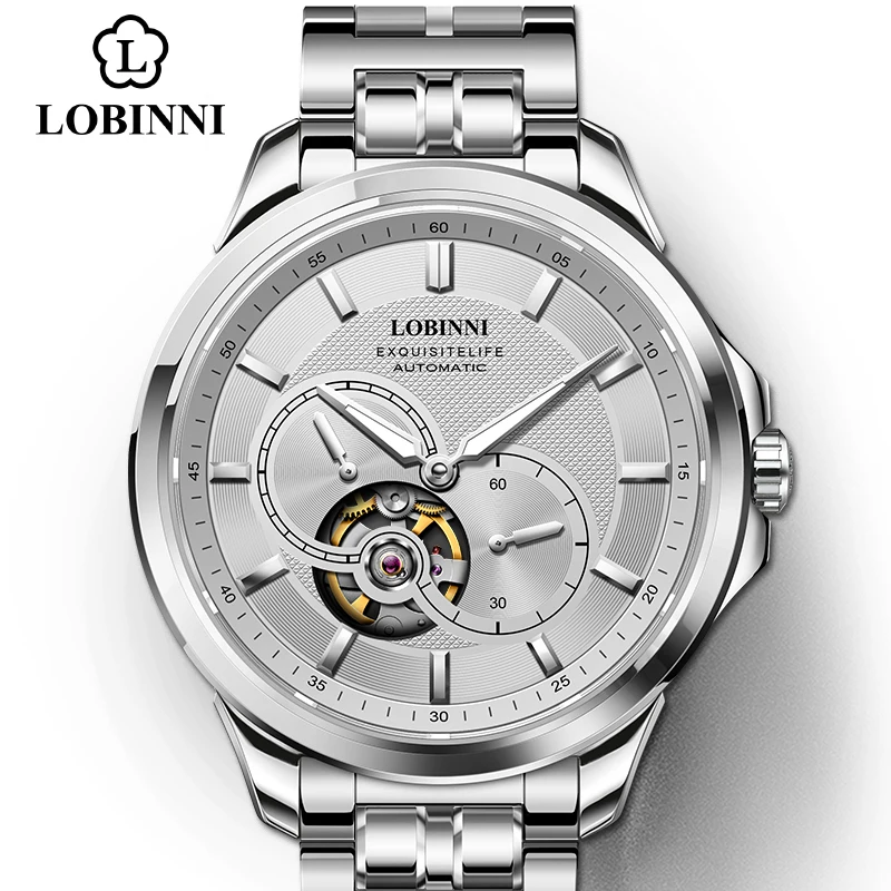 Japan MIYOTA Luxury Brand LOBINNI Automatic Mechanical Men\'s Waterproof Steel Wristwatches Fashion Design Male Watches