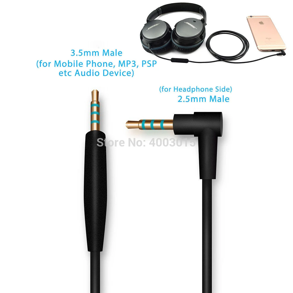 Replaceable Earphone cable with remote control line-in microphone for Bose SoundTrue QuietComfort 25 QC25 OE2 OE2i headphone