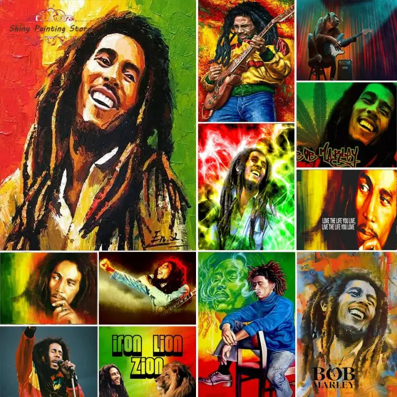 

DIY Diamond Painting Famous Musician Bob Marley Portrait Diamond Embroidery Reggae Singer Full Drill Rhinestone Mosaic Picture