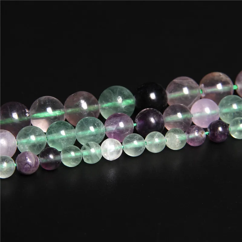 Hot Sales Natural Fluorite Beads Smooth Purple Round Loose Beads For Jewelry Making Bracelet Accessries 4 6 8 10 12MM 15\