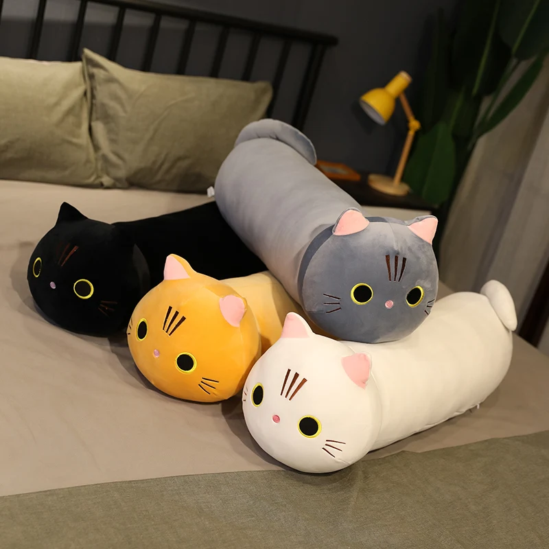 

80cm 100cm cute cat long throw pillow stuffed soft cartoon animal cat toy sleep pillow cushion bed use birthday gift