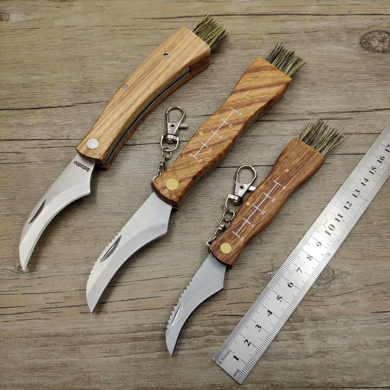 Dropship Mini Portable Multi-Function Rosewood Handle Collecting Folding  Mushroom Knife Camping With Brush Tool