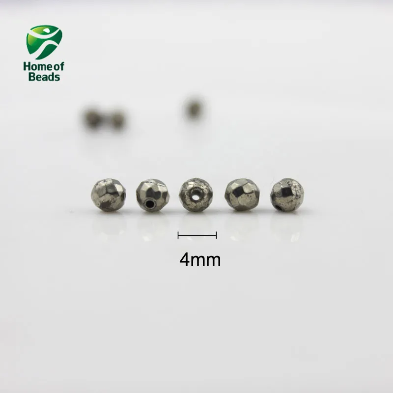 Natural Stone Iron Pyrite Faceted Round Loose Beads 2 3 4 6 8 10 MM Sizes (Sell By Strand) HTK1003