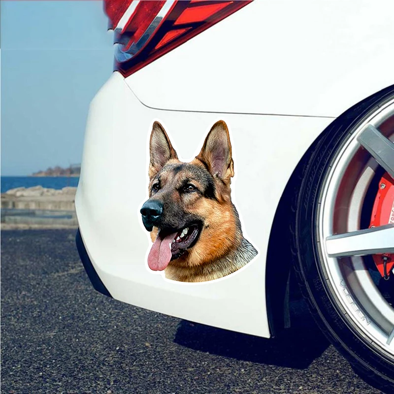 A0196# 13 cm/17 cm Self-adhesive Young German Shepherd Decal Car Sticker Waterproof Auto Decors on Bumper Rear Window Laptop