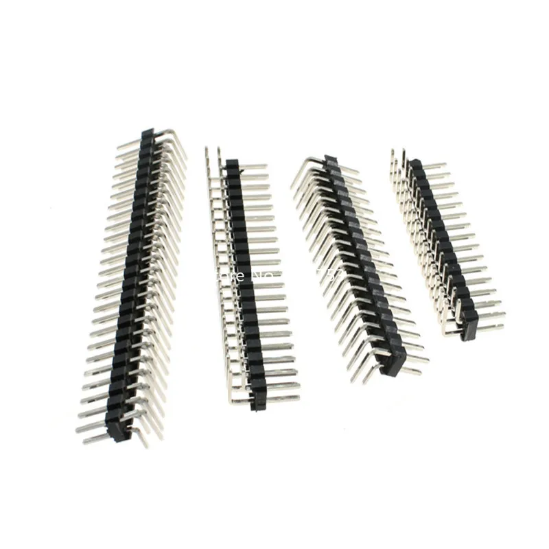 10Pcs 2.54mm Double Row Right Angle Pin Header Strip Male Pin Header Connector 2x2/3/4/5/6/7/8/10/40P for PCB Soldering Welding