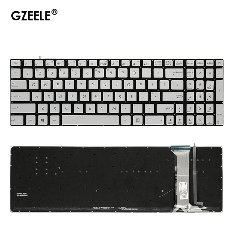 

Новая английская/Русская клавиатура для ноутбука ASUS GL552 GL552J GL552JX GL552V GL552VL GL552VW N552VW N552VX G771JM G771JW, серебристая подсветка