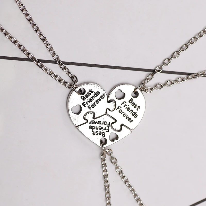 2021New 3 Piece Set Best Friend Necklace Bff Three Person Heart Friendship Pendant Metal Choker Fashion Jewelry Gift