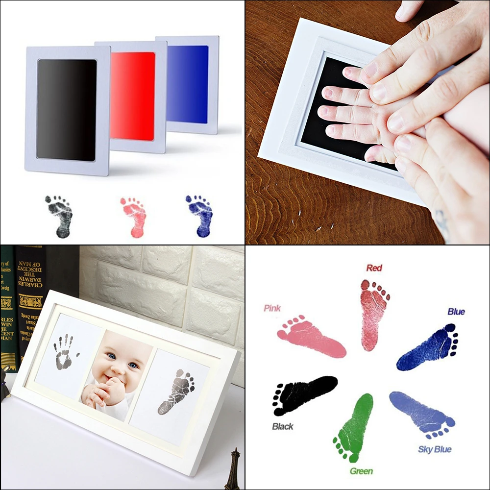 Footprint Imprint Kit Baby Ink Pad Storage Memento Ink Newborn Photo Frame Kits Baby Souvenir Drawer Inkless Handprint Casting