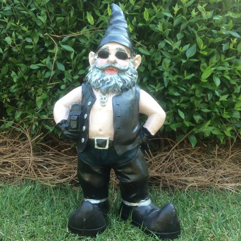 Gnomes Biker Dude Babe Motorcycle Gnome Garden Biker Gnome Couple Statues Resin Garden Decoration Outdoor Decoration De Jardin