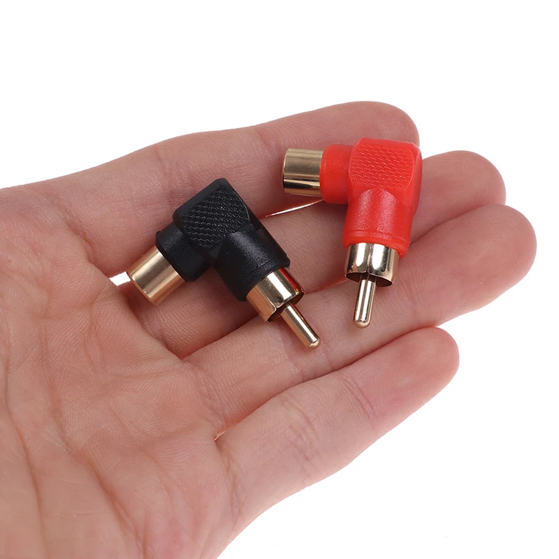 2Pcs 90 Degree RCA Right Angle Connector Plug Adapters Male To Female M/F 90 Degree Elbow Audio Adapter