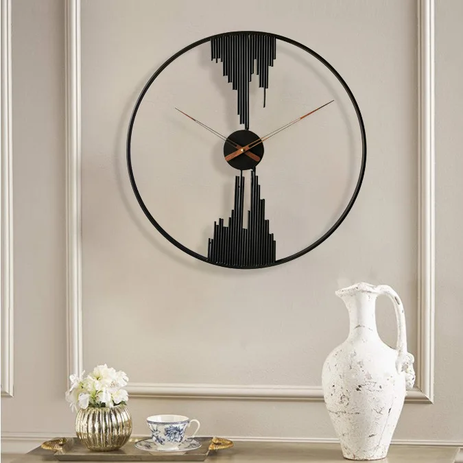

Nordic Creative Fashion Wrought Iron Wall Clock Living Room Simple Clock Personality Wall Watch
